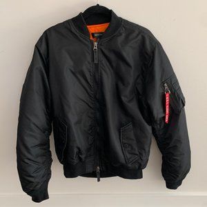 Mens Black Ring of Fire Bomber Jacket